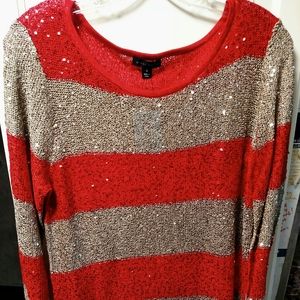 Will Smith Shimmery Red/Gold Stripped Sweater-L